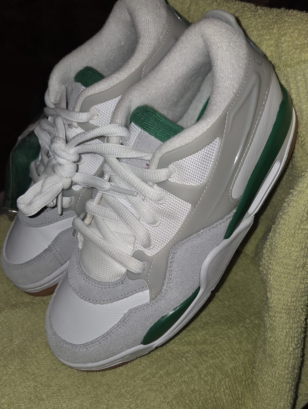 Jordan Kids White Gray Green Low Top Sneakers